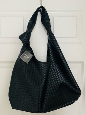 Ulta Beauty Black Woven Hobo Bag